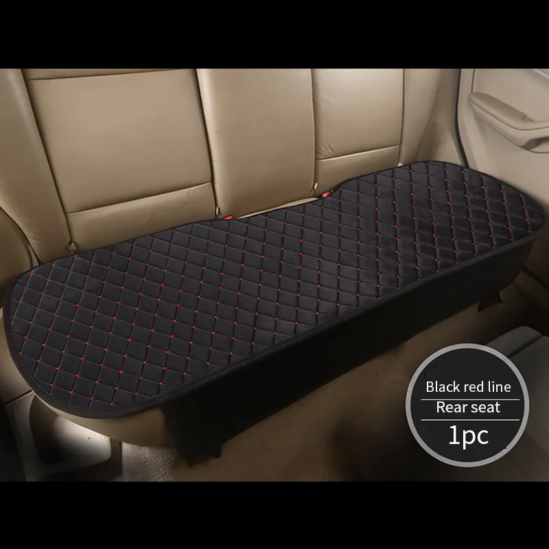 Чехлы для автомобильных сидений, набор универсальных теплых плюшевых тканевых подушек, чехлы для автомобильных сидений, защитные полностью окруженные коврики, аксессуары для интерьера - Название цвета: 1pc Rear Red Line