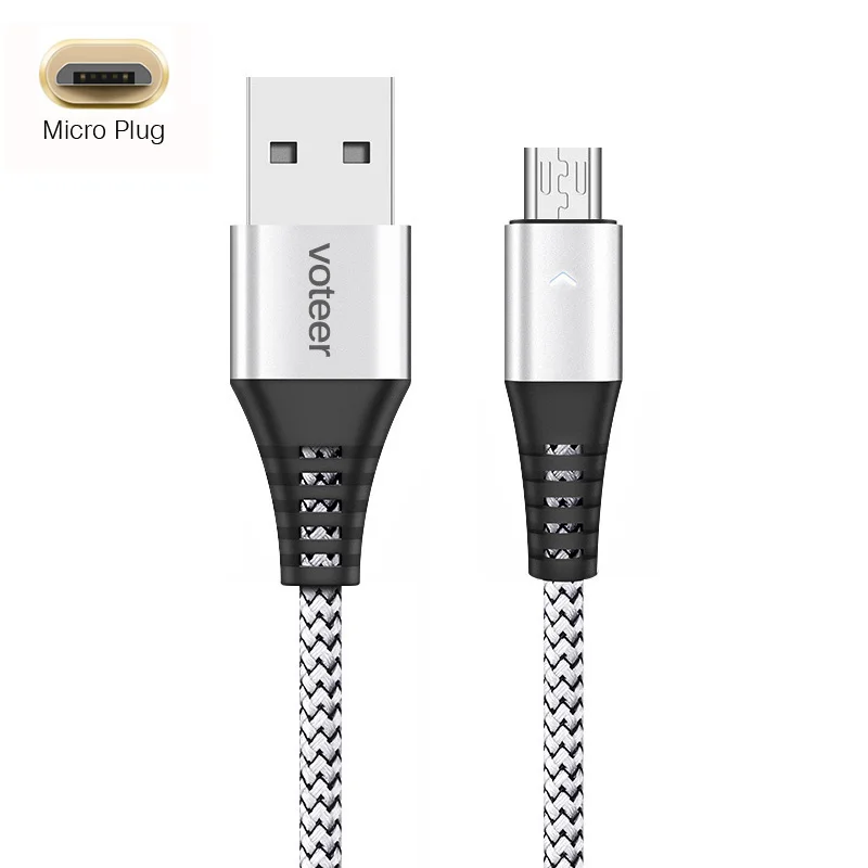 Voteer 3A Micro USB кабель для зарядки мобильных телефонов type-C 8-контактный кабель для быстрой зарядки кабель для передачи данных для iPhone samsung - Цвет: Silvery Micro USB