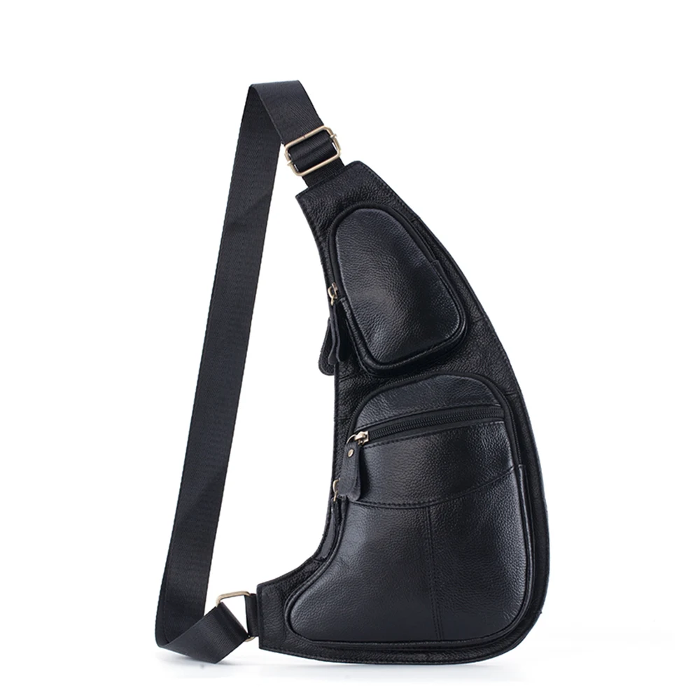 

Men's Leather Chest Pack Men's Handbag Shoulder Bag Crossbody Bag Soft Leather Side Bag for Men Travel Bag Small Sports