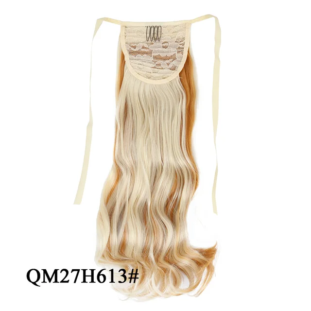 Leeons 20'' Synthetic Ponytail Hair pieces Heat Resistant Fiber Straight Ribbon Clip In Hair Extension 21 colors Brown Black qm 27h613
