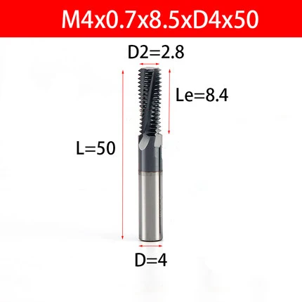 M4x0.7 Резьбовая Концевая фреза M3-M22 Вольфрамовая сталь винтовой фреза с ЧПУ твердосплавные резные фрезы Инструмент режущие инструменты - Длина режущей кромки: M4x0.7