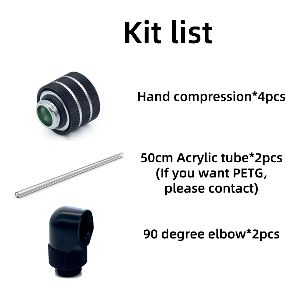para acrílico PETG 90 adaptador, refrigeração a água