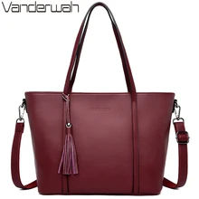 Зимняя повседневная кожаная сумка с кисточками, роскошные сумки для женщин, дизайнерские сумки, Высококачественная Женская Ручная Сумка для женщин