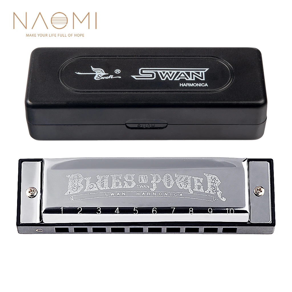 

NAOMI Diatonic Blues Harmonica Key Of C 10 Holes 20 Tones Harp Mouth Organ Swan Harmonica For Blues Folk Jazz And Pop Music