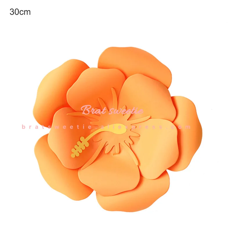 s5 30cm orange Вечерние бумажные цветы для настенного декора фламинго, свадебные декорации, рождественские декорации, товары для дня рождения, искусственные цветы - Цвет: s5 30cm orange