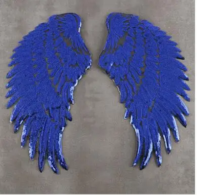 2 шт./компл. блестки Ангел крылья аппликация вышивка патчи кусочек для Костюмы недорогая одежда из Китая высокое качество утюг на Стикеры аксессуары джинсы - Цвет: Blue Size L