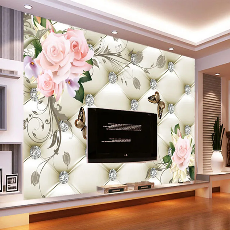 Custom-3D-Mural-Wallpaper-European-Style-Rose-Flower-Pattern-Diamonds-Wall-Painting-Living-Room-TV-Background (3)