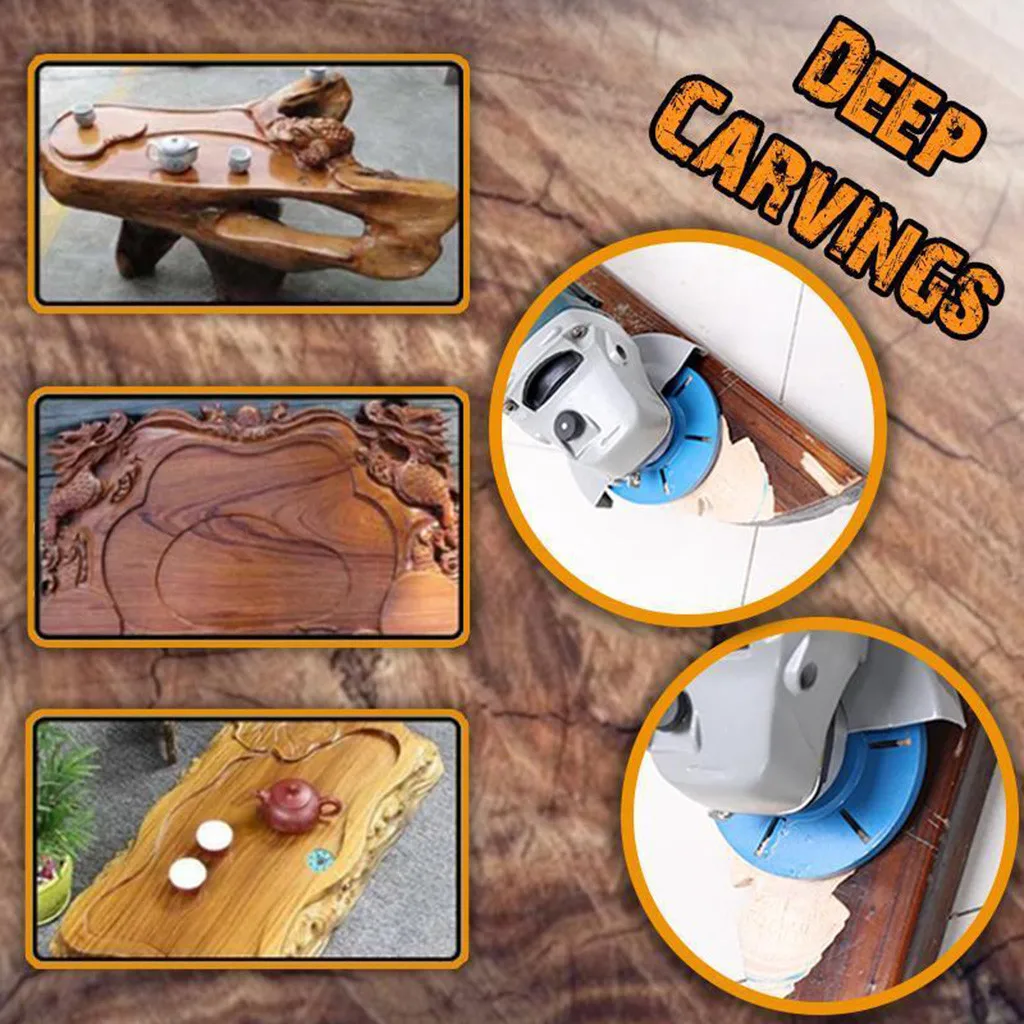 90mm Power Wood Carving Disc for 22mm Angle Grinder Milling Cutter Tea Tray Blade Six-tooth Woodworking Turbo Disc Grinder #25