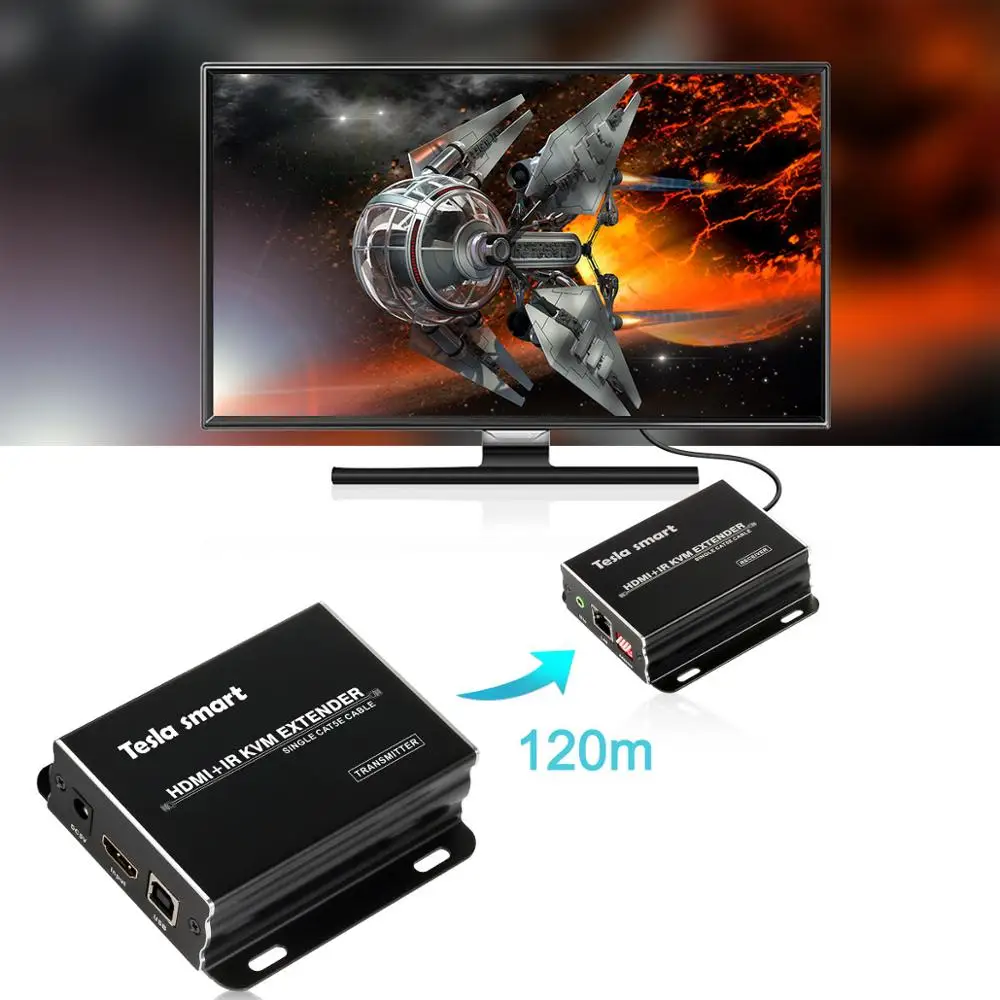 120 м KVM удлинитель HDMI удлинитель KVM USB2.0 HDMI KVM удлинитель CAT5e/6 TCP/IP 3D 1080 P@ 60 Гц HDCP(один Отправитель+ один приемник