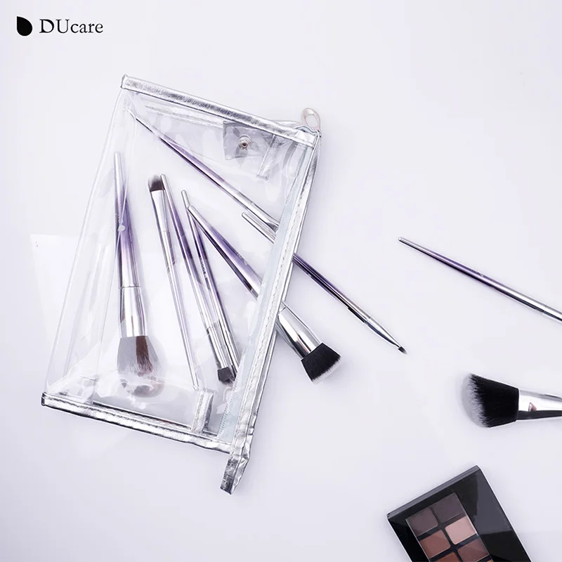 DUcare 9 шт. набор кистей для макияжа порошок маскирующие тени для век кисть для бровей красота кисти для макияжа - Handle Color: Brushes and Bag