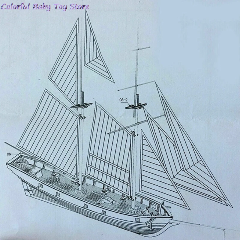 1:100 Halcon Wooden Sailing Boat Model DIY Kit Ship Assembly Decoration Gift PD 
