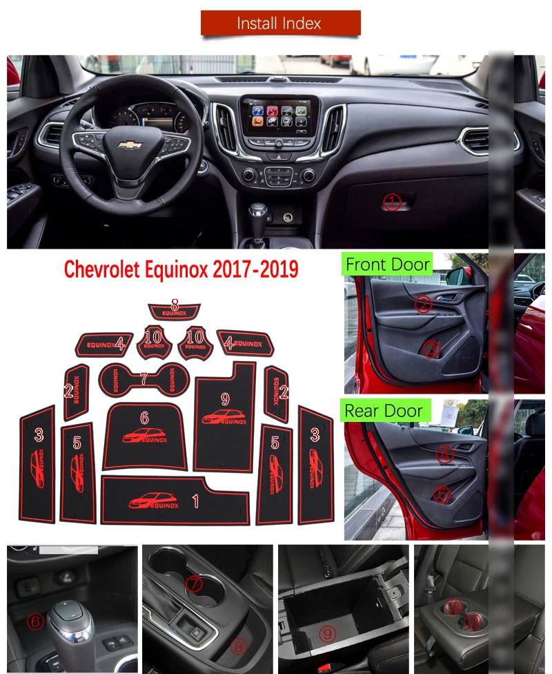 Грязный коврик для Chevrolet Equinox 3 MK3 3-го поколения Chevy аксессуары двери паз ворота слот подставка Противоскользящий коврик
