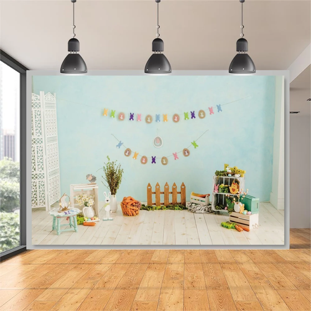 

Yeele Photography Backdrop Spring Easter Flower Rabbit Egg Wooden Floor Newborn Baby Background Photocall For Photo Studio Vinyl