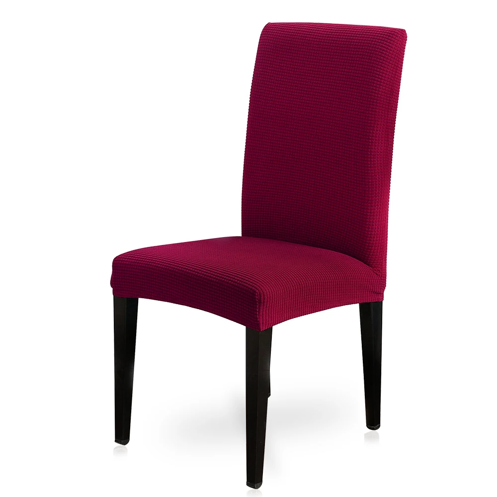 1/2/4 шт. сплошной Цвет чехол для кресла спандекс флисовые плотные эластичные чехлов чехлы на стулья для Обеденная для свадьбы или торжественного случая - Цвет: B-wine red