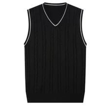 Свитер мужской модный без рукавов Вязанный жилет мужской пуловер с v-образным вырезом мужской пиджак тонкий однотонный повседневный мужской шерстяной свитер жилет J723