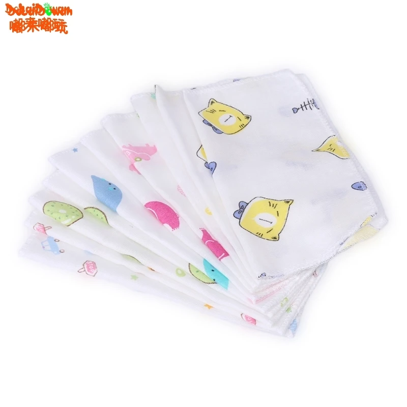 10 шт Детский носовой платок двухслойный марлевый малыш Кормление квадратные полотенца новорожденный - Цвет: 2 Layer
