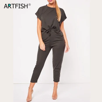 

Casual Outfits Streetwear Sets Spring Summer Women Two Pieces Sets Pockets Drawstring Pants Short Tops 2 Pieces Tracksuits M0475