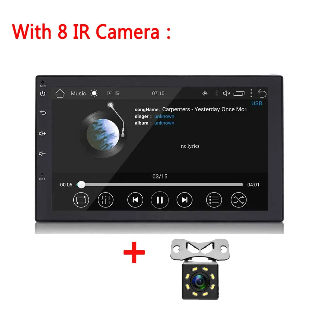 with 8led cam 2Din " четырехъядерный Android 8,1 gps Navi Wifi DVR автомобильный стерео MP5 плеер FM Радио авторадио - Цвет: with 8led cam