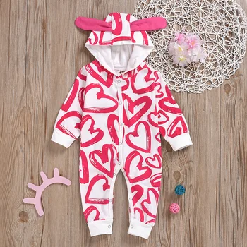 

Pop Skit Autumn Model New Burst Female Baby Fashion Love Print Baby Girl Clothes Newborn Baby Single Breasted Full Baby Girls
