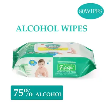 

75% Alcohol Wipes Disinfectant Antibacterial Wipes Disposable Cleaning Hand Sanitizer Towel for Homes Kitchen Phone 80 Sheets