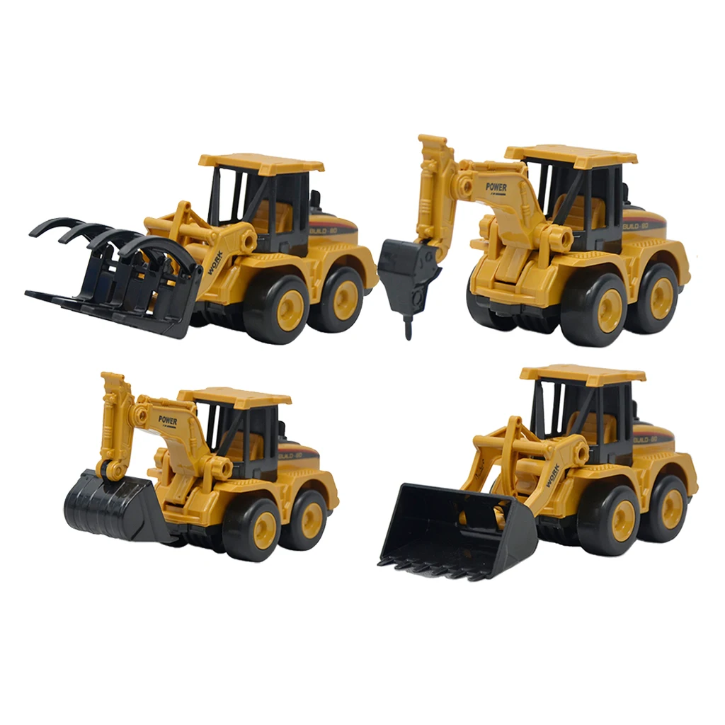 Set of 4 Engineering Car Toy STEM Learning Kits, Christmas Birthday Gifts for Kids Toddlers