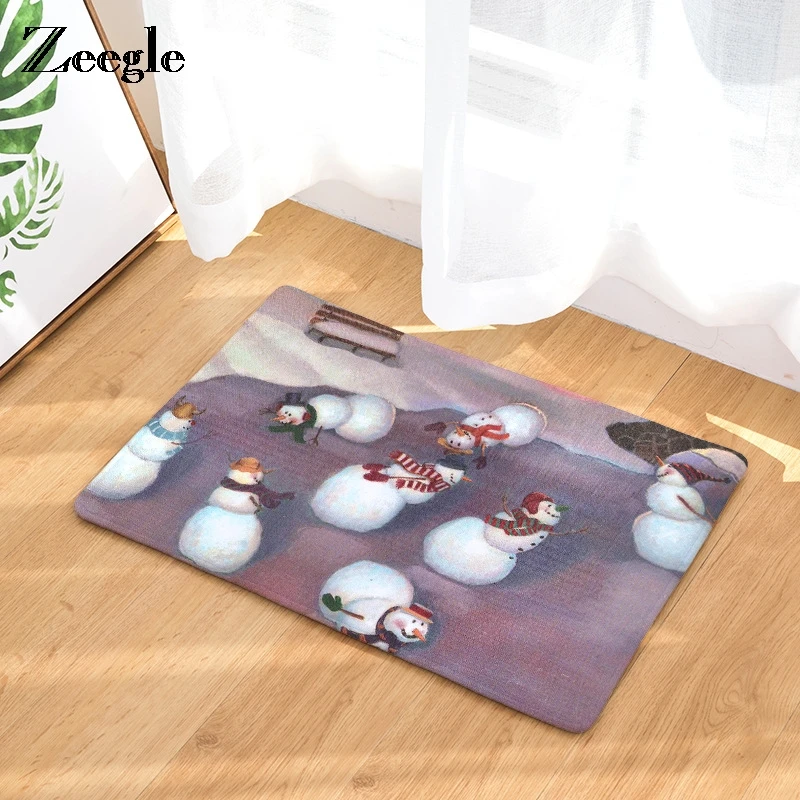 cheap Zeegle Christams Snowman Printed Door Mat Welcome Entrance Mats Anti slip Bedroom Carpet Kitchen Rugs Home Decor Crafts