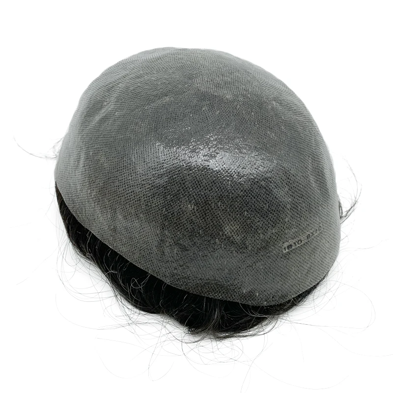 100% Human Hair Wig Men Natural Hairline Thin Skin Knot Hair Men Toupee