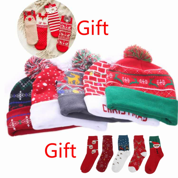 

2020 nouvel an LED tricotÃ© chapeau de noÃ«l Beanie Ã©clairer illuminer chapeau chaud pour enfants adultes nouvel an dÃ©cor de noÃ«l