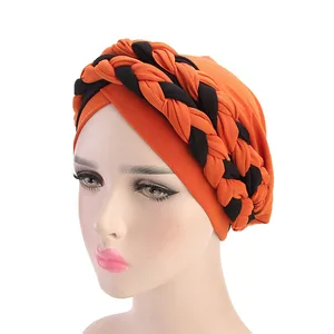 Image 3 - Helisopus 2020 ファッションスタイルの女性イスラム教徒ネクタイ編組ヘアターバンスカーフヘアネクタイ帽子 headwraps ためキャップヘアアクセサリー