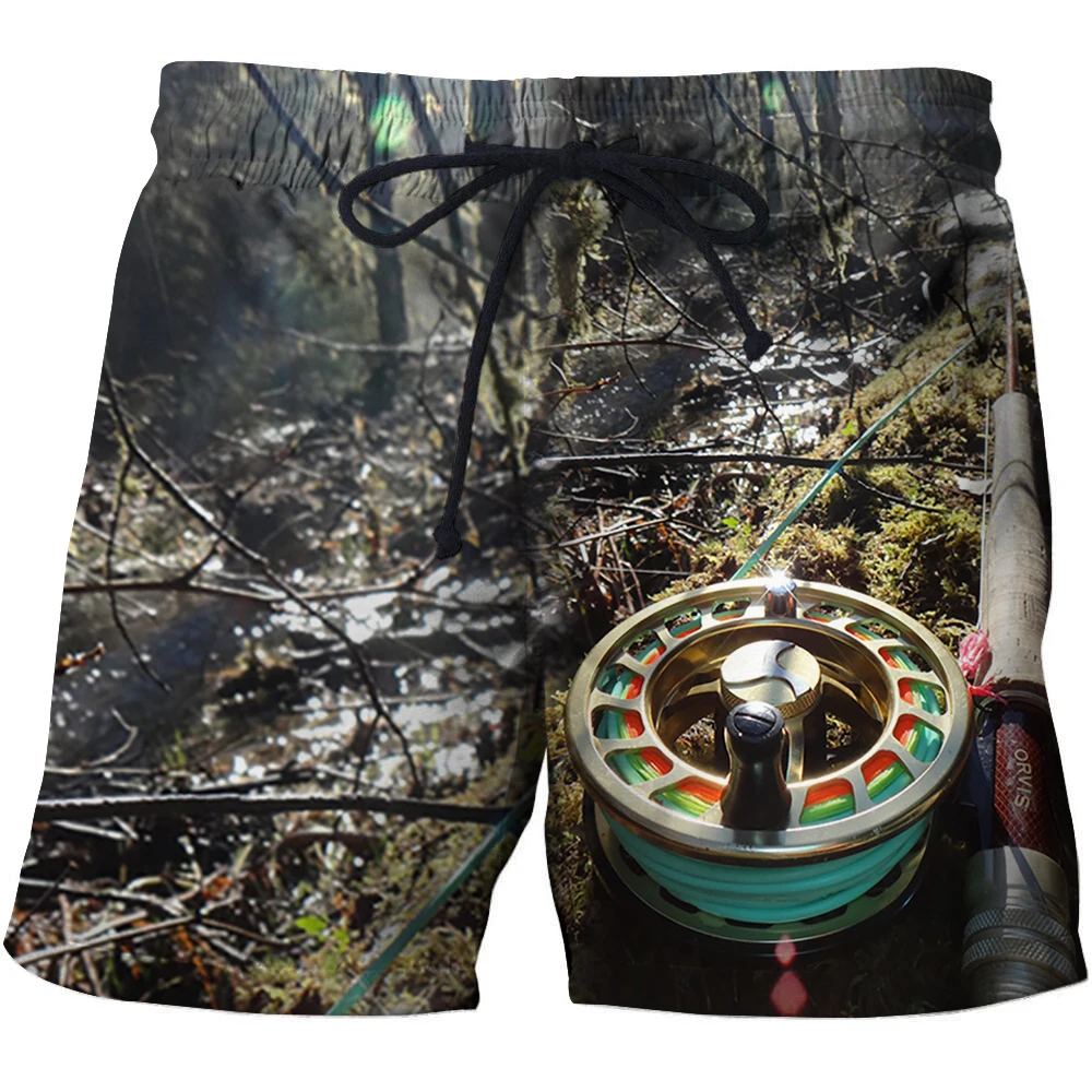 Pantalones cortos deportivos para hombre, Bermudas de pesca divertidas con estampado de peces tropicales en HD 3D, transpirables, para playa, talla superior, 2021