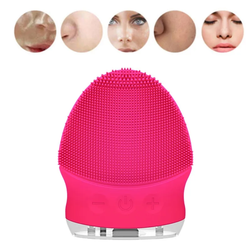 Electric Facial Cleansing Brush Silicone Sonic Vibration Cleaner Deep Pore Cleaning Skin Massager Face Brush Face Cleaner