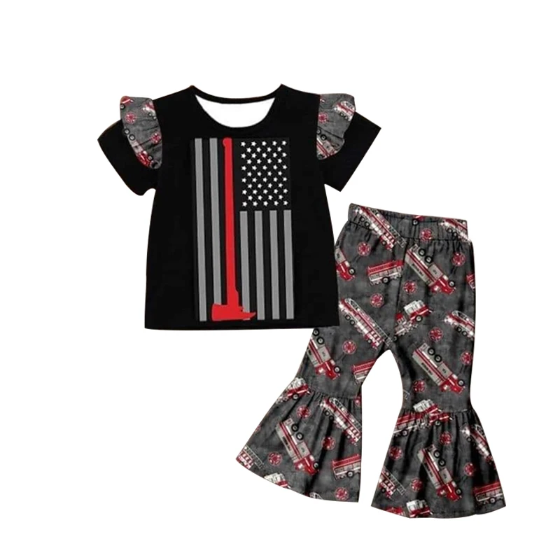 

New hot sale fire rescue red flared pants children suit