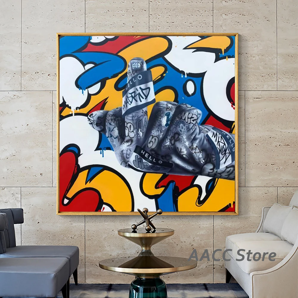

Street Graffiti Art Canvas Painting Middle Finger Art Wall Posters and Prints Artwork Picture for Room Cuadros Home Decoration