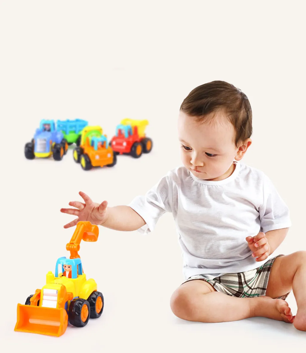 4pcs Friction Powered Car Toys Push and Go Construction Vehicles Cars child birthday surprises for 1-3 Year Old Kids #C