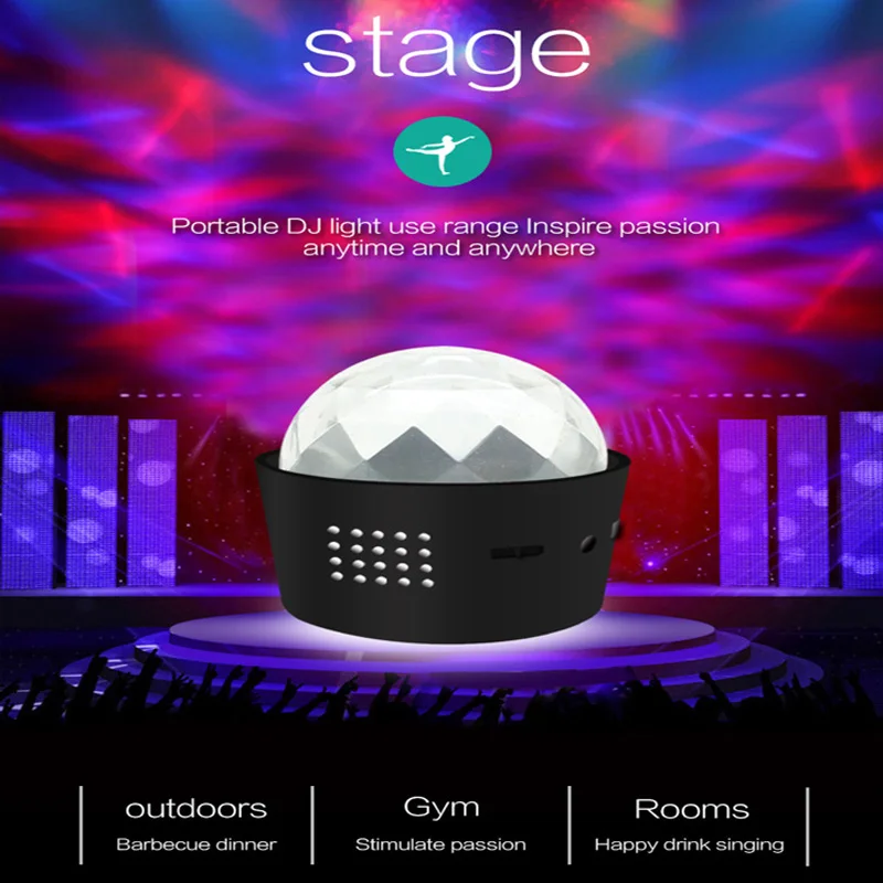 

USB Sound Control Stage Light 3W RGB Disco Light Beam Party Light Car LED Portable Flash Light Christmas Party Strobe Light