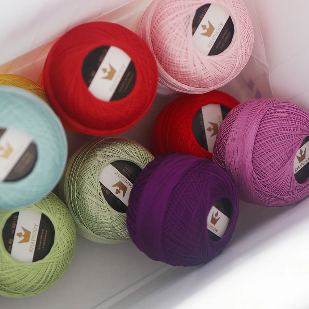 Knitting Supplies Rhapsody Premium Pearl Cotton Thread Size 80 184Yds 10 Grams Each Ball For Knitting Crochet Tatting