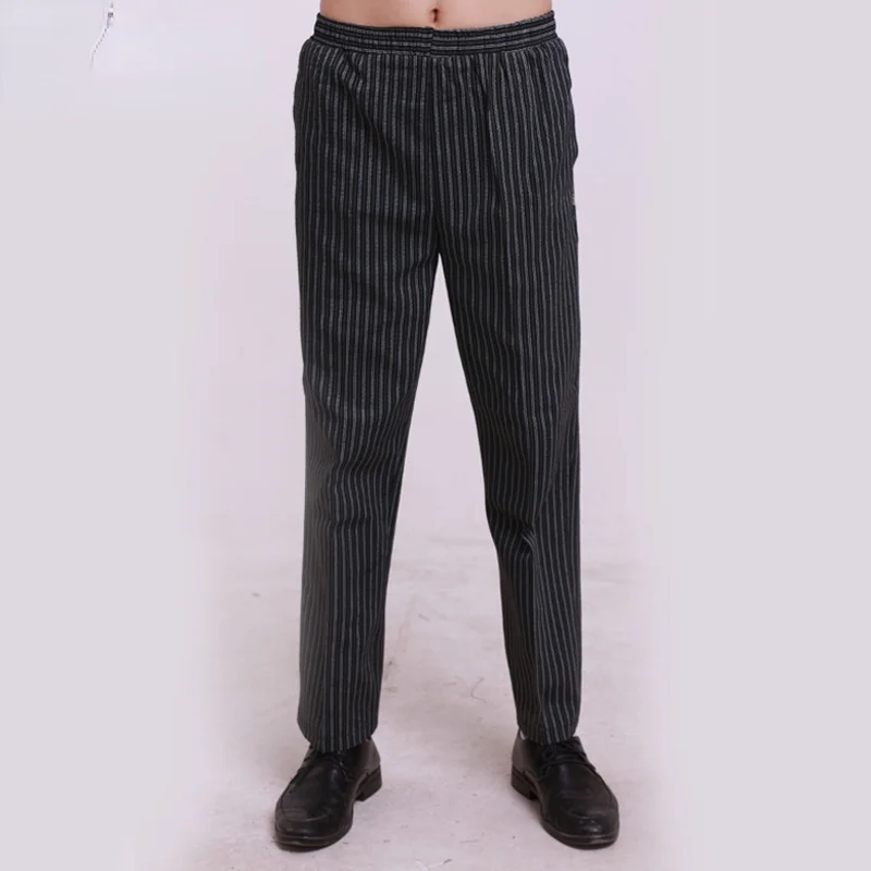 Black Chef Pants Restaurant Kitchen Staff Work Wear Trousers Loose Chefs Clothing Cooking Kitchen Clothes for Men