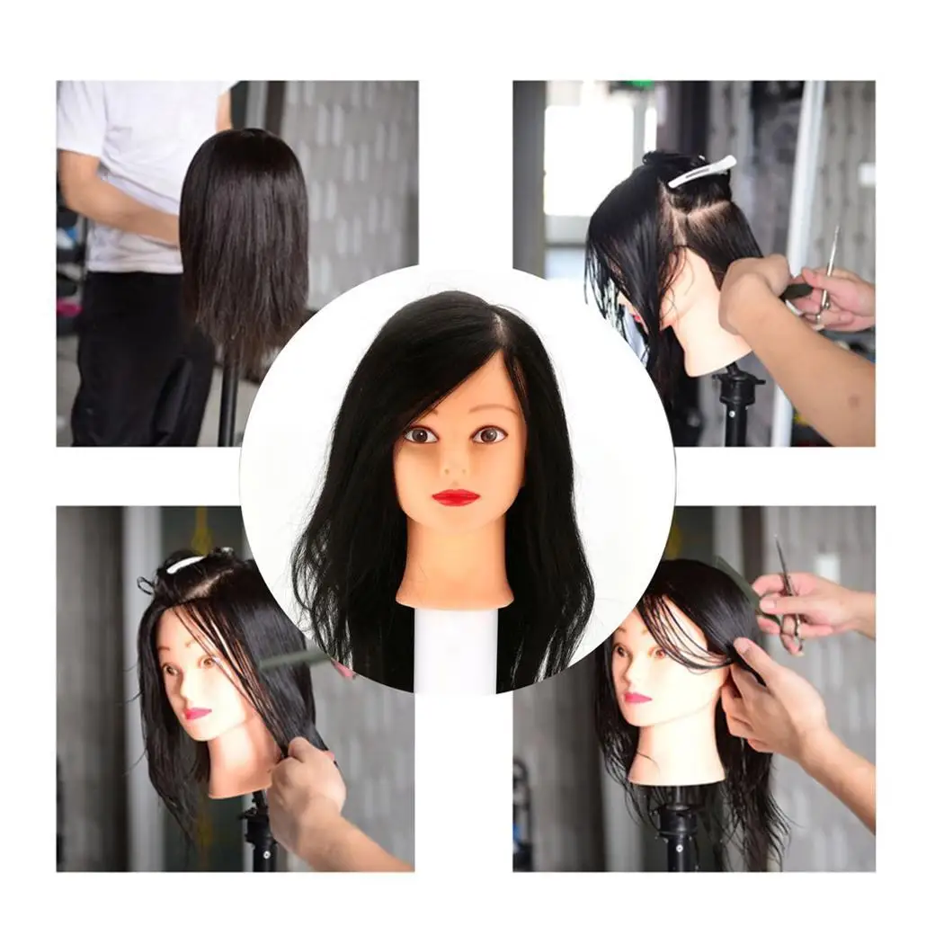 

18" Synthetic Hair Hairdressing Practice Training Head Clamp With Wig 710 Salon Mannequin training head Stand