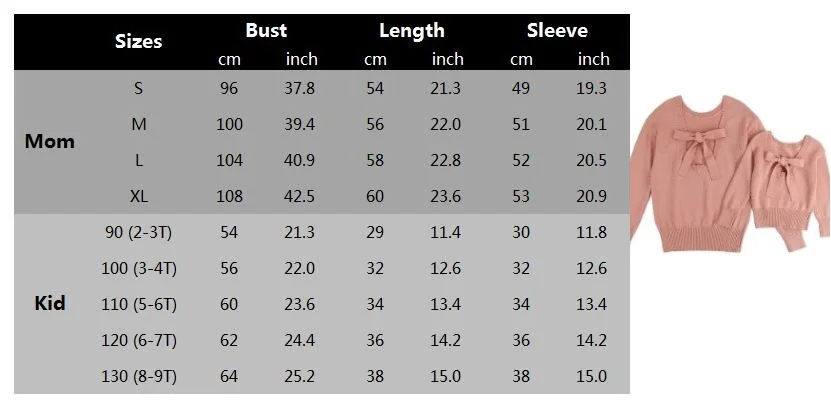 Одинаковые свитера для мамы и дочки с бантом; одежда для мамы и дочки; одежда для семьи; одежда для женщин и девочек; свитер для мамы и ребенка
