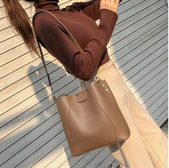 

Korean style bucket bag for women Shoulder Bag PU Leather handbag Luxury Designer Female messenger bags lady Totes bolsas black