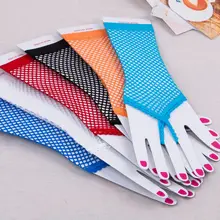 Женские сексуальные прозрачные панковские длинные перчатки без пальцев, одноцветные сетчатые Вечерние перчатки для дискотеки, танцев, сетчатые варежки с кружевной отделкой