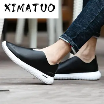 

Men Casual Shoes Breathable Leather Fashion Lightweight Slip-on Lazy Shoes Unisex Loafers Male Shoes For Walking