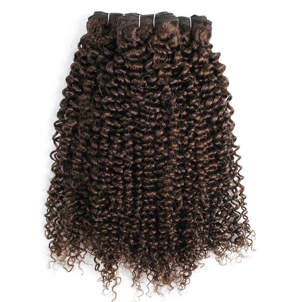 Kisshair #4 Jerry Curly Dark Brown Hair Bundles 1/3/4pcs/lot 10 to 24 Inches Pre-colored Brazilian Human Hair Extension
