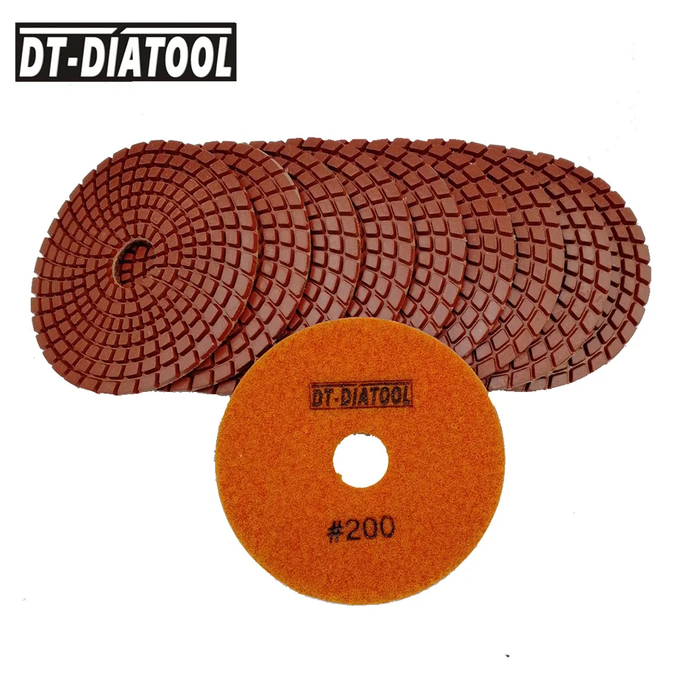 DT_DIATOOL 10pcs 200# Diamond Polish polishing Disc Pads Wet High Quality for Granite or Marble Concrete Stone flexible|polish granite|resin
