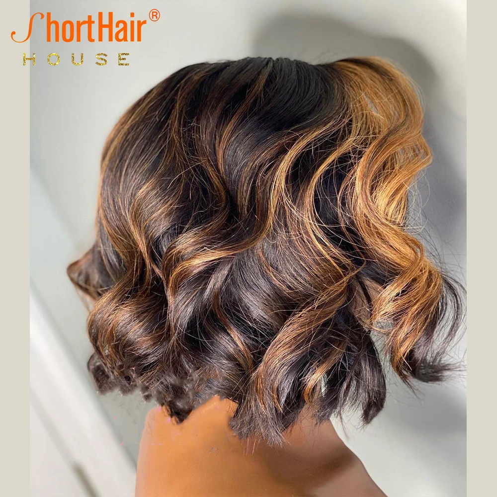 Highlight Blonde Human Hair Wigs for Women Burgundy 99J Water Wave Lace Front Wigs 4X4 Lace Closure Body Wave Wig Brazilian Bob