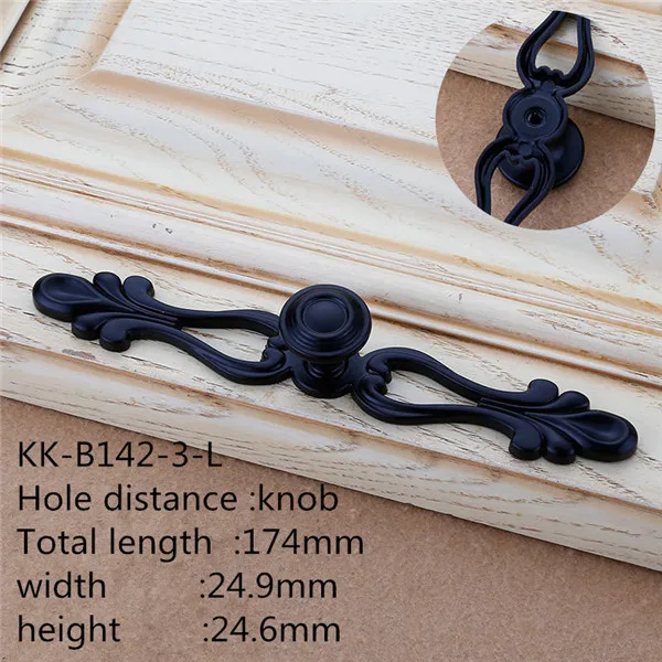 Black L KK& FING Ретро Античная Бронза Европейский ящик ручка страна мебель черные кухонные ручки для шкафа, круглая ручка двери тянет Аппаратные средства - Цвет: Black L