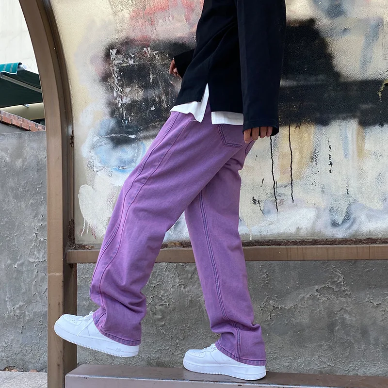 Japanese Men Jeans Fashion Purple Green 