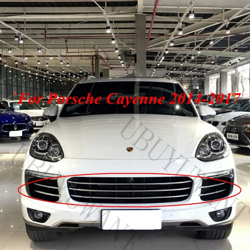 

ABS Chrome 7pcs Car Front 3D bumper Mesh Vent Hole Dirt Grille Grill Cover Trim For Porsche Cayenne 2014 - 2017 Car Accessories