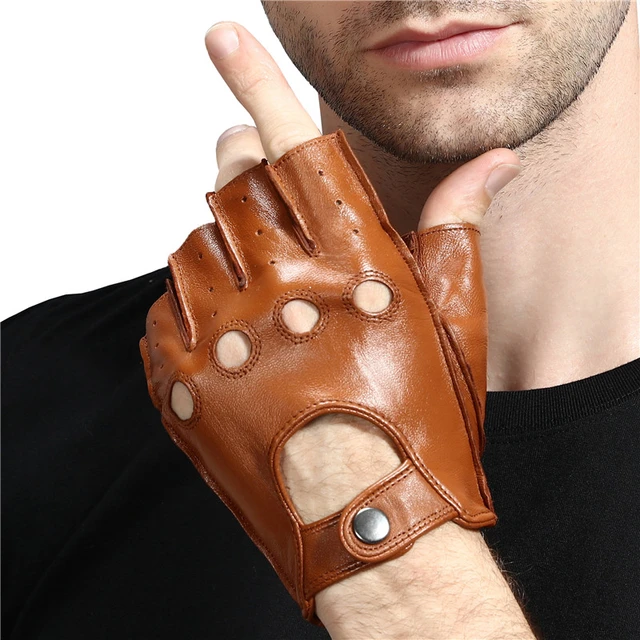 Guantes conducción de piel para mujer (Versión medio dedo)