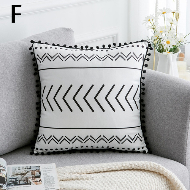 Decorative Cushion Cover Northern Europe INS Style Square Pillow Cover Soft 45x45cm Geometric Ball Fringe Pillowcase